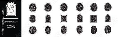 Collection of modern stained glass window icons