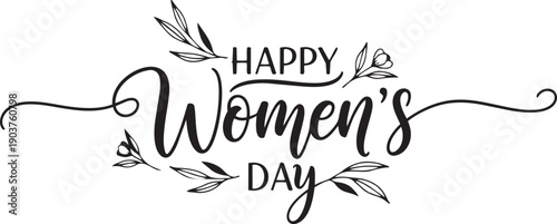 Elegant minimalist happy women™s day floral script vector design
