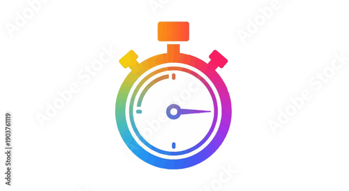 Vibrant rainbow gradient stopwatch icon illustrating time measurement and swift progress