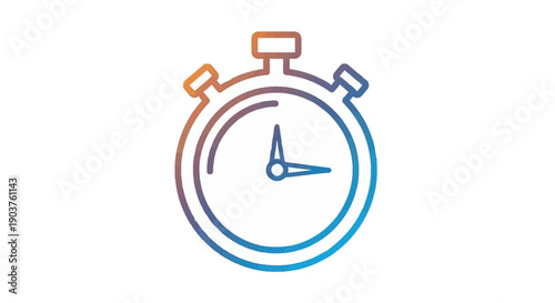 Vibrant Gradient Line Art Stopwatch Icon Symbolizing Time Management Speed and Precision in Design