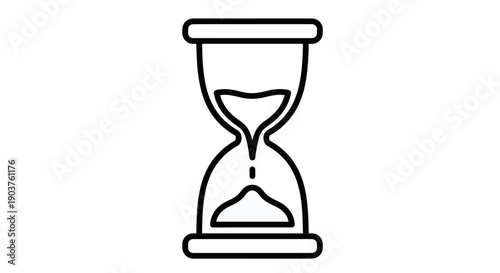 Minimalist hourglass outline icon showing sand falling, symbolizing passing time and deadlines