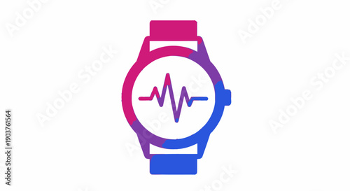 Vibrant gradient smartwatch icon displaying heart rate waveform for health and fitness technology