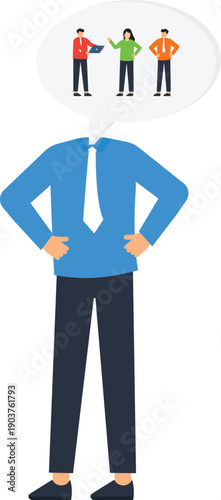 Businessman standing difficult decision choosing direction question mark above head yes no option right wrong path business strategy concept