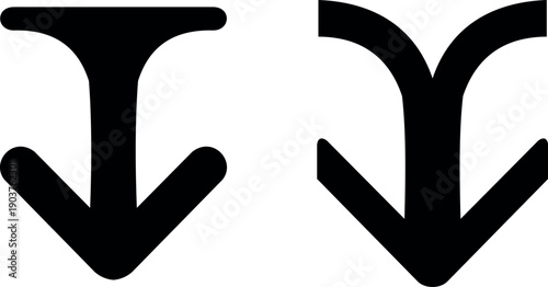 Down Arrow Symbol Set Thick Line Direction Vector Icon
