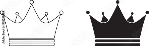 Two Crowns One White Outline and One Black Filled white crown black crown