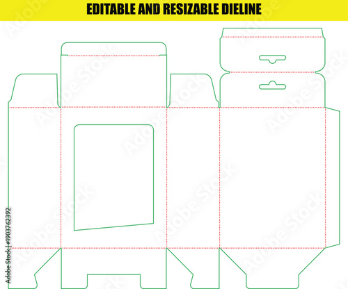 Retail Hanging Box Dieline with Window and Extended Euro Slot Tab for Point of Sale Display