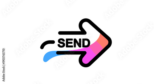 Modern stylized send arrow icon with vibrant colors representing digital communication and data