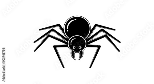 Cute Cartoon Spider Insect Character Design With Big Eyes And Fangs Scary Creature Isolated On White Background Artistic Simple Style