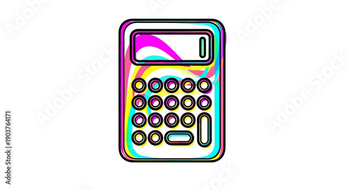 Vibrant psychedelic calculator icon with colorful abstract design for modern digital computing