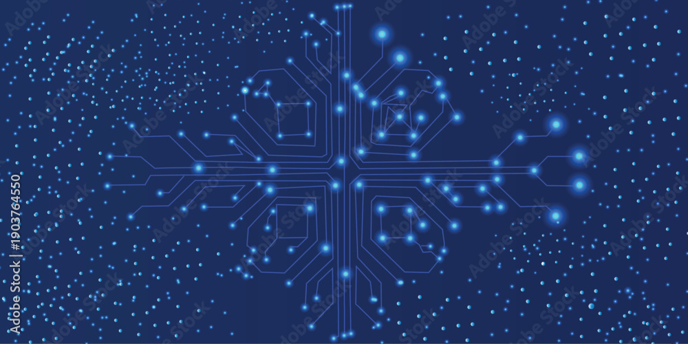 Obraz premium Abstract Thin circuit trace lines in blue on a dark technology background. digital tech bg. Electronics and computer technology concept Vector illustration.