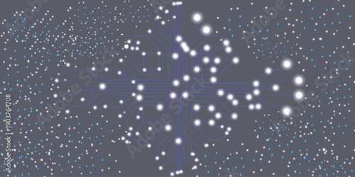 Abstract Thin circuit trace lines in blue on a dark technology background.  digital tech bg. Electronics and computer technology concept Vector illustration.