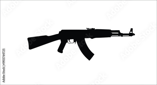 Black ak 47 assault rifle depicted in a stark dramatic silhouette