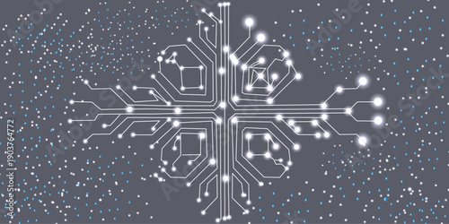 Abstract Thin circuit trace lines in blue on a dark technology background.  digital tech bg. Electronics and computer technology concept Vector illustration.