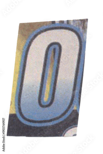 Blue Outline Number 0 Vintage Textur