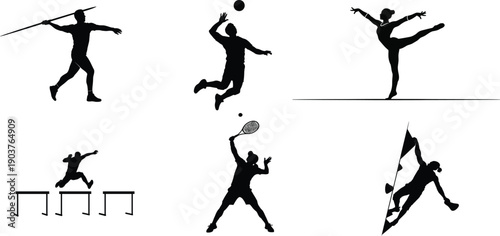 Silhouette of various sports actions