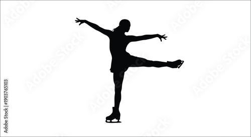 Figure skater in dynamic pose captured as a striking silhouette
