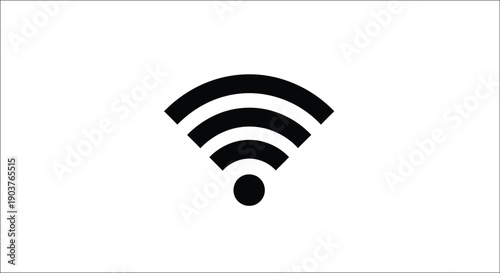 Black wifi signal icon against a white background silhouette