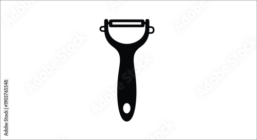 Black kitchen peeler isolated on white background silhouette