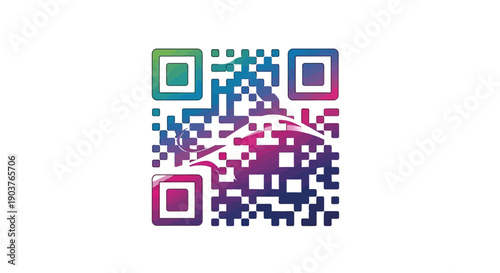 Vibrant gradient QR code featuring an elegant car silhouette for modern digital connectivity