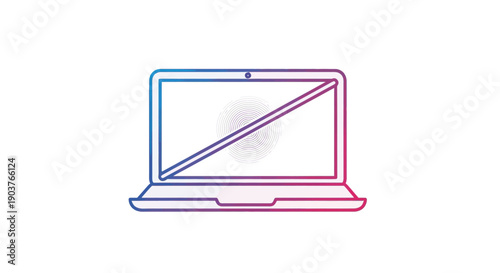 Laptop with disabled fingerprint icon symbolizing digital security, privacy, and unauthorized