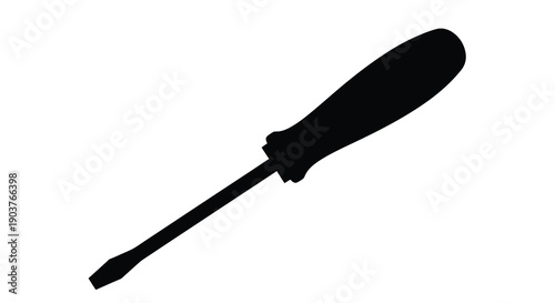 A black silhouette of a flathead screwdriver against a white background