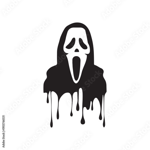 Black and white ghost with dripping paint mask vector