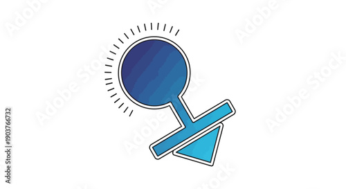 A modern abstract blue gradient icon featuring a glowing circular element, a diagonal bar, and a