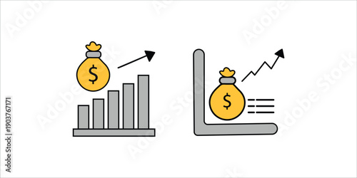 market capitalization of business and finance icons