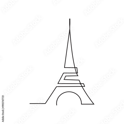Black and white of the Eiffel Tower outline vector