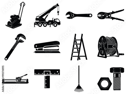 Construction and Repair Tools Set plate compactor