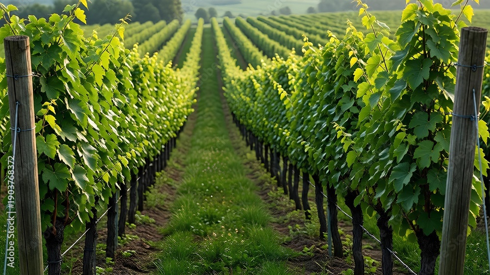 Obraz premium rows of vines in vineyard