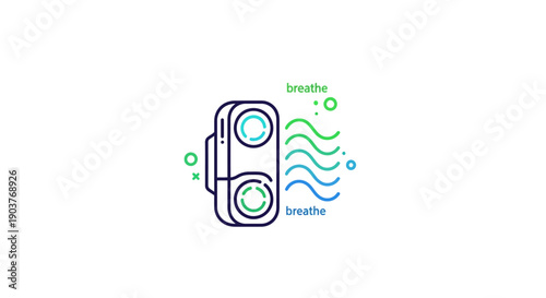 Modern line art icon illustrating an air purification system promoting clean breathing and fresh