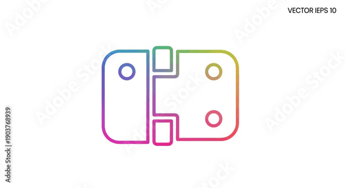Gradient Rainbow Hinge Outline Icon Vector Graphic Illustration for Door and Furniture Design