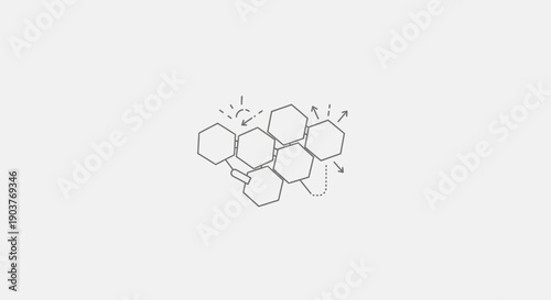 Abstract representation of interconnected hexagonal structures illustrating dynamic processes and