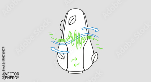 Eco-friendly air purification system with efficient energy flow and clean technology vector icon