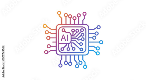 Artificial intelligence microchip icon representing advanced computing and neural networks