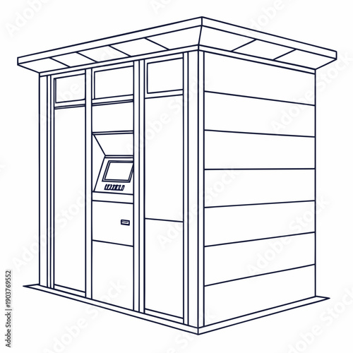 A standalone outdoor atm machine enclosed in a secure structure