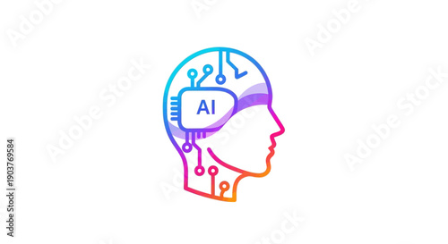 Artificial Intelligence Brain Concept Digital Thinking Modern Technology Innovation Icon