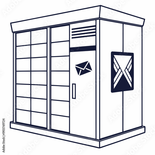 A large mail and parcel collection point located in a public area.