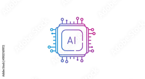 AI Processor Chip Icon for Artificial Intelligence and Machine Learning Technology Advancement