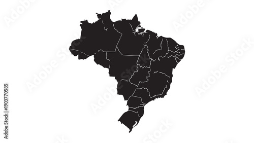 Minimalist black and white map of brazil's states