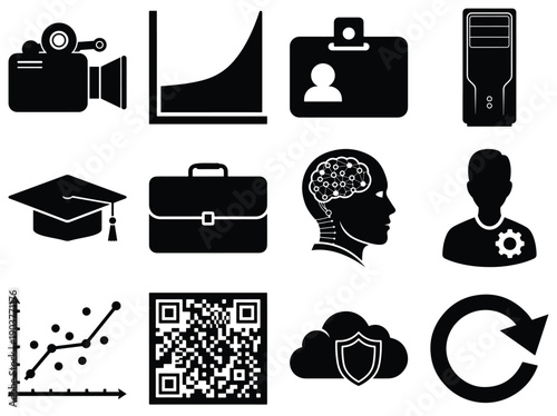 Technology and Business Icons Collection video camera