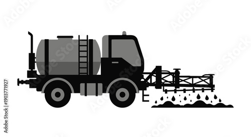 Farm Sprayer Truck Applying Liquid To Soil For Agriculture
