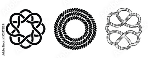 Carrick mat and prolong knot rope icon illustration