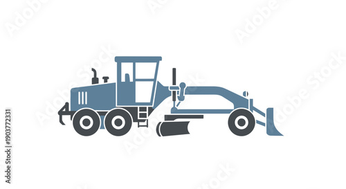 Flat Design Motor Grader Vehicle For Construction Industry