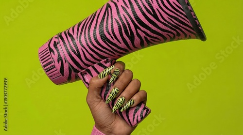 Bold editorial photograph capturing vibrant nails and retro hand with lively hues