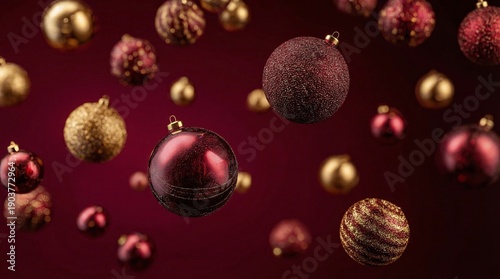 Reflective metal features gently sway in joyful setting above deep red backdrop
