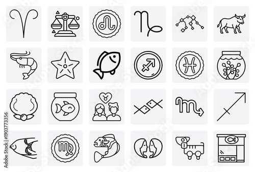 Celestial Horoscope And Astrology Signs – The Full Set Of Zodiac Symbols From Capricorn To Sagittarius For Spiritual Content