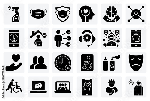 Health Crisis Response And Adaptation – Personal Hygiene, Social Connection, And Work-Life Changes For Informational Graphics.