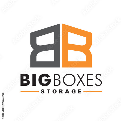 Vector logo with a concept of a storage place with modified letters B and B